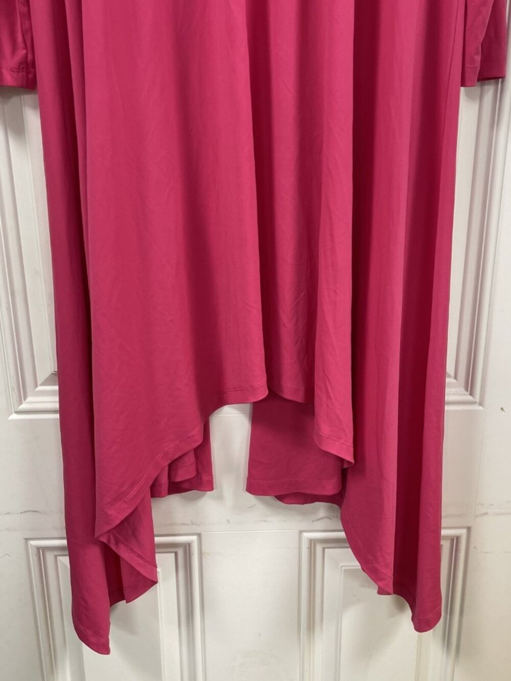 American Glamour Badgley Mischka Hot Pink Long Knit Open Front Duster Coatigan L - Picture 8 of 8